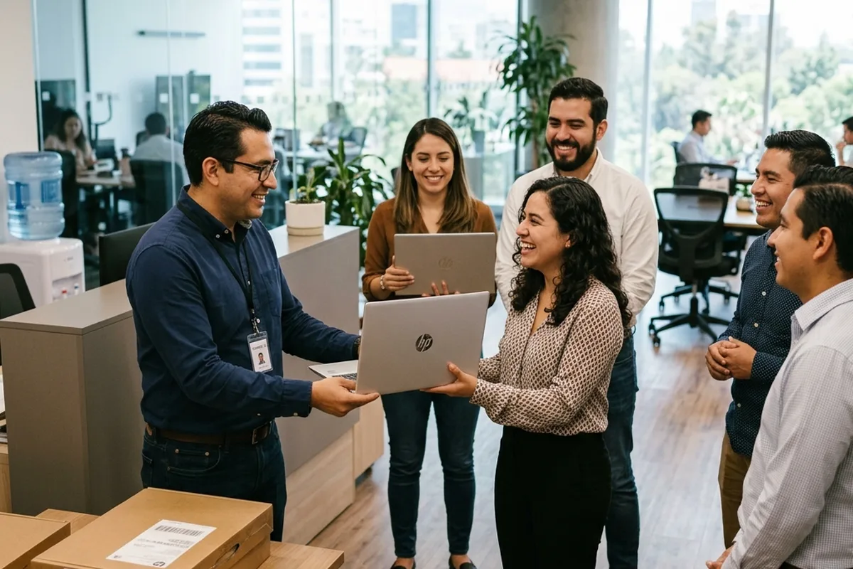 Equipos configurados y listos para tu equipo de trabajo.